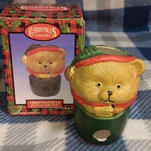 PRICE DROP Vtg. Magic creations Christmas teddy bear potpourri pot